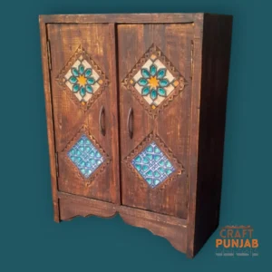 Swati Hand-Carved Mini Two-Door Storage Cabinet