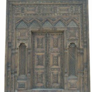 Vintage Swati Hand-Carved Door with Dehleez