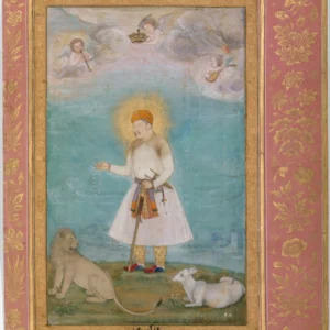 Fine art print after Akbar With Lion and Calf