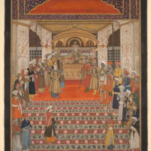 Durbar-of-Emperor-Akbar-Shah-II-Opaque-color-and-gold-on-paper
