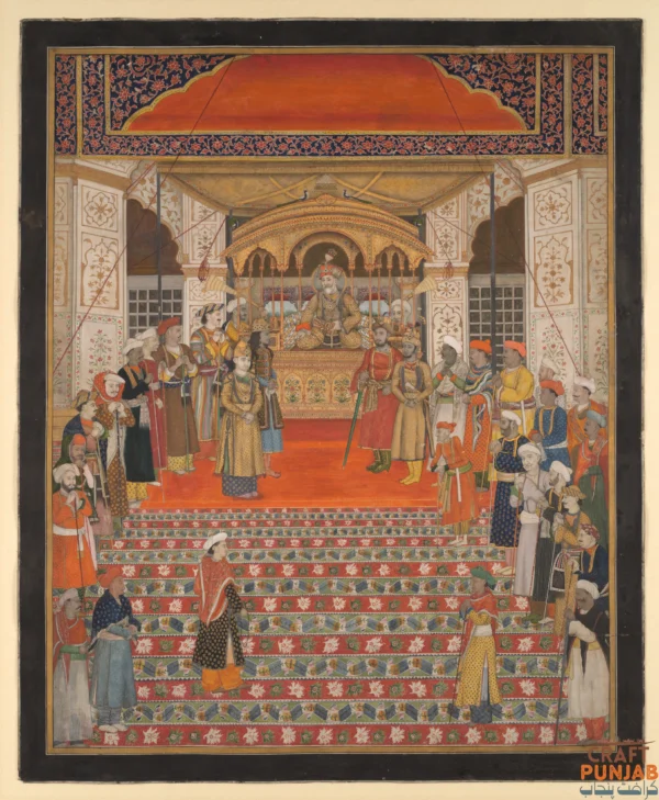 Durbar-of-Emperor-Akbar-Shah-II-Opaque-color-and-gold-on-paper